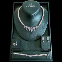 bridal jewelry set for wedding made from pearls and zircon