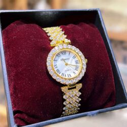 altın kaplama gold taşlı bayan kol saati gerşik resım