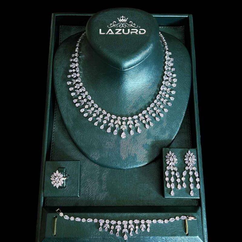 Elegant Engagement Necklace Set with Zircon Stones for Special Occasions